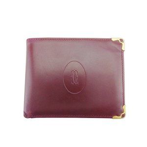 CARTIER Bi -fold Mastrin Bordeaux Leather Authentic